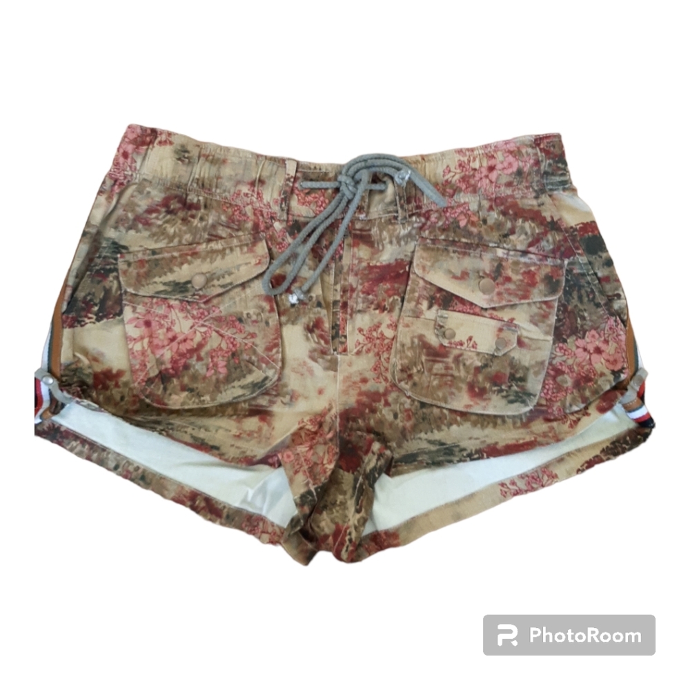 Free People Printed Waimea Slouchy Shorts Size Large Earth Combo